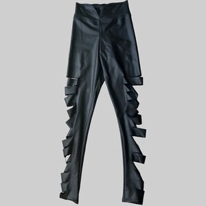 Jazzamatazz Faux  Leather Cut Out Dance Costumes Leggings